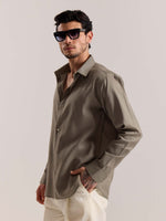 Load image into Gallery viewer, Khaki Green Linen-blend Shirt