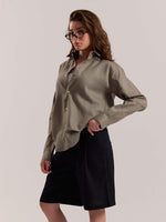 Load image into Gallery viewer, Khaki Green Linen-blend Shirt