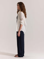Load image into Gallery viewer, Navy Blue Linen Pull-on Pants