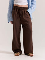 Load image into Gallery viewer, Dark Brown Linen Pull-on Pants