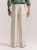 Load image into Gallery viewer, Cream Linen Baggy Fit Trousers