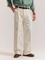 Load image into Gallery viewer, Cream Linen Baggy Fit Trousers