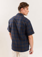 Load image into Gallery viewer, Navy Blue Checked Knit Shirt