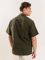 Load image into Gallery viewer, Olive Green Checked Knit Shirt