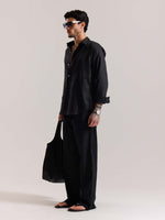 Load image into Gallery viewer, Black Linen Pull-on Pants (Pre-order)