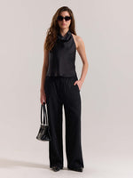 Load image into Gallery viewer, Black Linen Pull-on Pants (Pre-order)