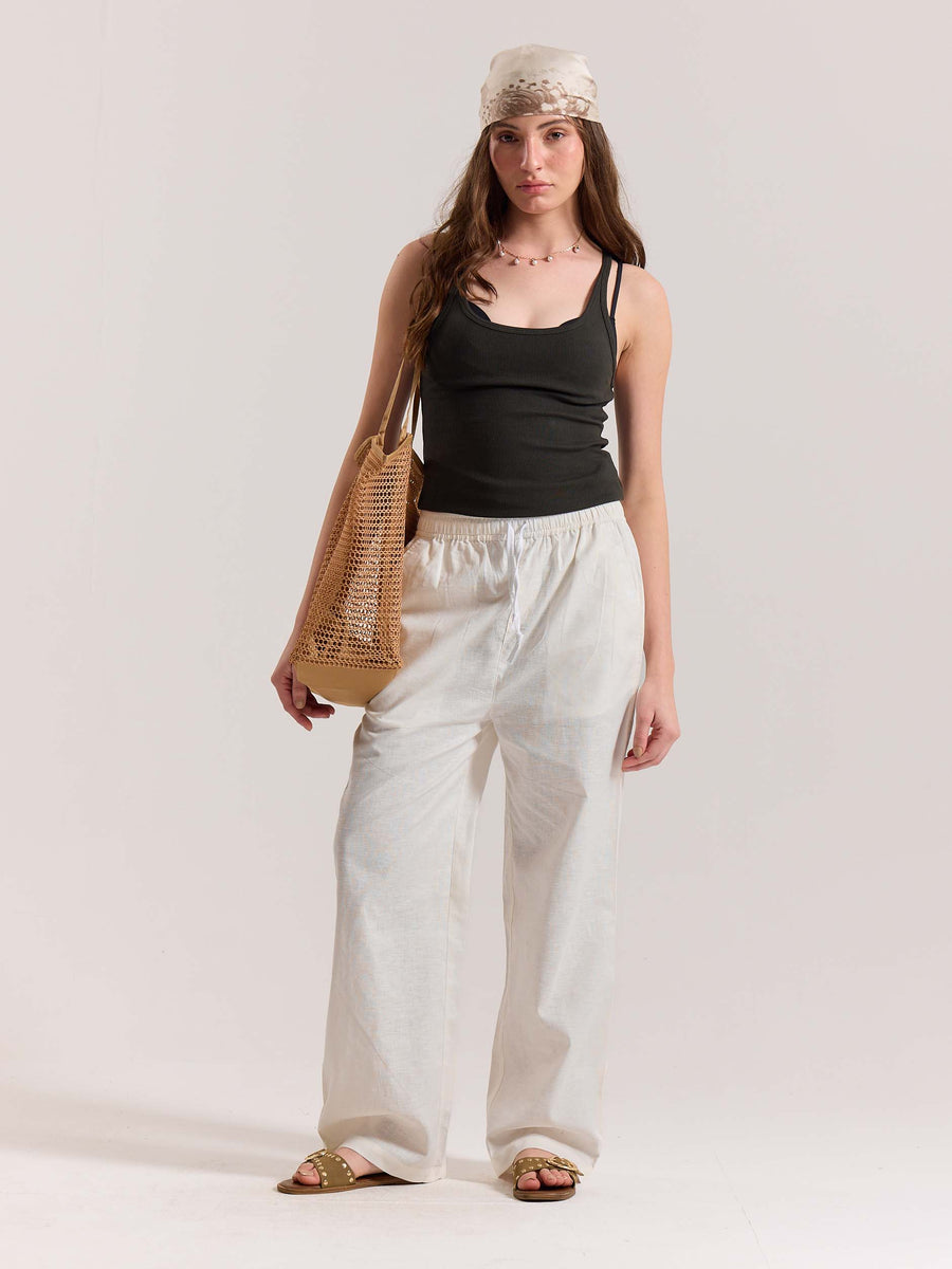 パンツ PT01 cotton linen 1pleats white pants IMG_62_df069a61-a325-475b-95c3