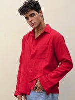 Load image into Gallery viewer, Cherry Red Gauze Holiday Shirt ( Pre-Order )