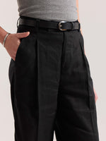 Load image into Gallery viewer, Black Linen Baggy Fit Trousers