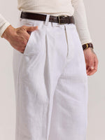 Load image into Gallery viewer, White Linen Baggy Fit Trousers