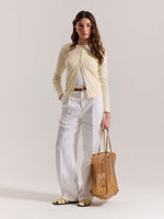 Load image into Gallery viewer, White Linen Baggy Fit Trousers