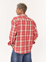 Load image into Gallery viewer, Light-Washed Red Oversized Cropped Shirt