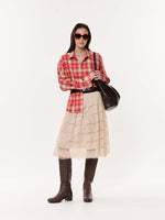 Load image into Gallery viewer, Light-Washed Red Oversized Cropped Shirt