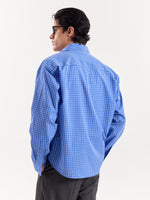 Load image into Gallery viewer, Light Blue Checkered Cropped Shirt