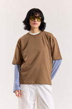 Load image into Gallery viewer, Light Brown Loose Fit Cropped T-Shirt