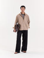 Load image into Gallery viewer, Light Camel Linen Cropped Shirt
