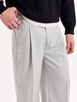 Load image into Gallery viewer, Light Grey Textured Baggy Fit Trousers