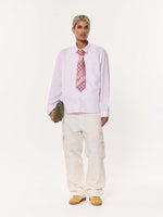 Load image into Gallery viewer, Light Pink Pinstriped Oversized Cropped Shirt