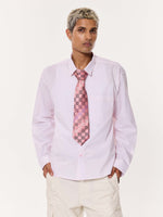 Load image into Gallery viewer, Light Pink Pinstriped Oversized Cropped Shirt