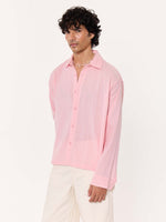 Load image into Gallery viewer, Light Pink Textured Cropped Shirt