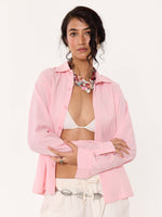 Load image into Gallery viewer, Light Pink Textured Cropped Shirt