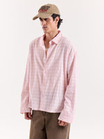 Load image into Gallery viewer, Light Pink & Green Seersucker Cropped Shirt