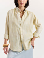 Load image into Gallery viewer, Light Yellow Textured Irish Linen Shirt
