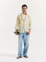 Load image into Gallery viewer, Light Yellow Textured Irish Linen Shirt
