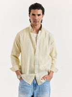 Load image into Gallery viewer, Light Yellow Textured Irish Linen Shirt