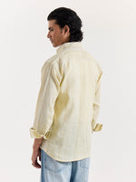 Load image into Gallery viewer, Light Yellow Textured Irish Linen Shirt