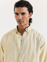 Load image into Gallery viewer, Light Yellow Textured Irish Linen Shirt