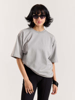 Load image into Gallery viewer, Light Grey Loose Fit Cropped T-Shirt