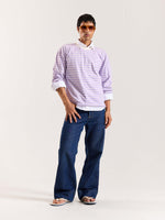 Load image into Gallery viewer, Lilac Striped Loose Fit Cropped T-Shirt