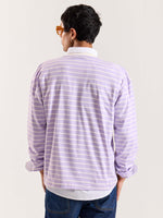 Load image into Gallery viewer, Lilac Striped Loose Fit Cropped T-Shirt