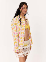 Load image into Gallery viewer, Mango Berry Crinkled Cropped Shirt