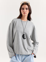 Load image into Gallery viewer, Marl Grey Loose Fit Cropped T-Shirt