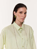 Load image into Gallery viewer, Melon Green Striped Oversized Cropped Shirt