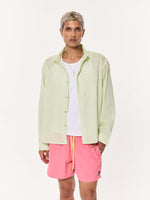 Load image into Gallery viewer, Melon Green Striped Oversized Cropped Shirt
