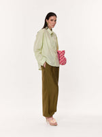 Load image into Gallery viewer, Melon Green Striped Oversized Cropped Shirt
