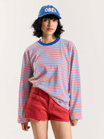 Load image into Gallery viewer, Multicolour Striped Loose Fit Cropped T-Shirt
