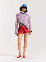 Load image into Gallery viewer, Multicolour Striped Loose Fit Cropped T-Shirt