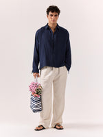 Load image into Gallery viewer, Navy Blue Gauze Holiday Shirt
