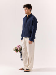 Navy Blue Gauze Holiday Shirt