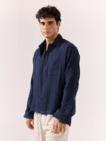 Load image into Gallery viewer, Navy Blue Gauze Holiday Shirt
