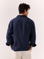 Load image into Gallery viewer, Navy Blue Gauze Holiday Shirt