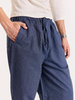 Load image into Gallery viewer, Navy Blue Striped Pull-on Pants