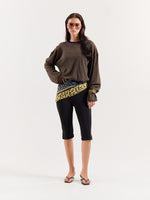 Load image into Gallery viewer, Navy & Dark Beige Knit Striped Loose Fit Cropped T-Shirt