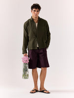 Load image into Gallery viewer, Dark Olive Gauze Holiday Shirt