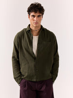 Load image into Gallery viewer, Dark Olive Gauze Holiday Shirt