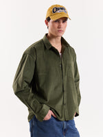 Load image into Gallery viewer, Olive Corduroy Oversized Shirt